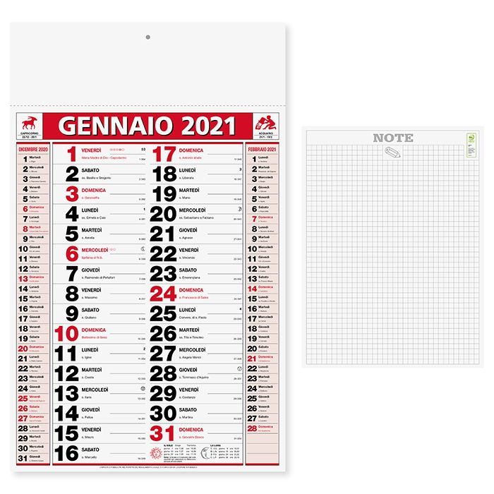 ONE SHOP Calendario Olandese 2026 Da Parete A Strappo 12 Fogli
