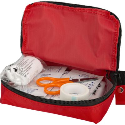 Kit primo soccorso 46 pezzi e gilet di sicurezza professionale, rosso