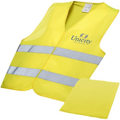 Gilet di sicurezza professionale con custodia, giallo