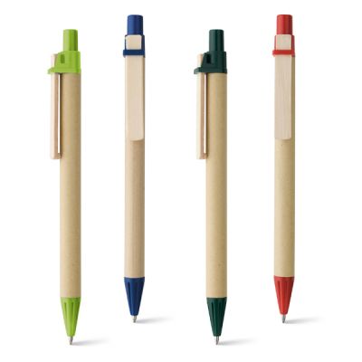 OCTUS. Penna a sfera multifunzione in plastica 4 in uno con refill blu, rosso, verde e nero e impugnatura in gomma