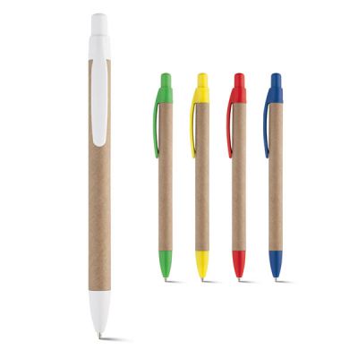 OCTUS. Penna a sfera multifunzione in plastica 4 in uno con refill blu, rosso, verde e nero e impugnatura in gomma