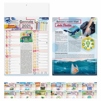 Calendario illustrato fonadali marini del mondo 12 fogli mensile carta patinata