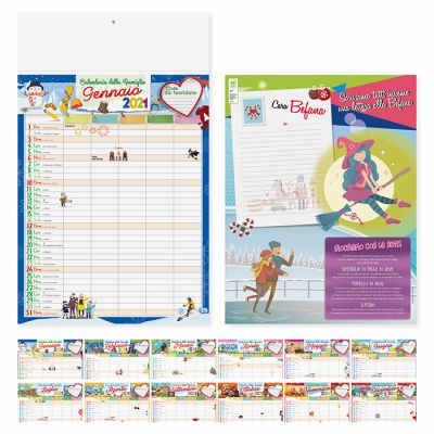 Calendario illustrato Bambini mensile 12 fogli carta patinata