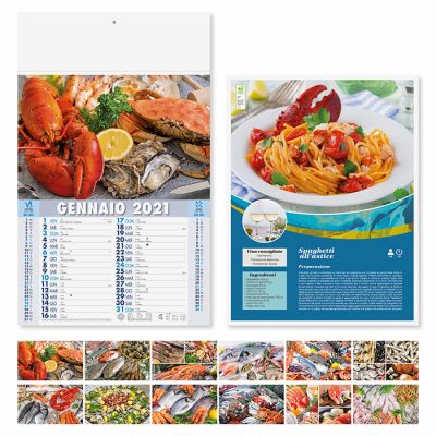 Calendario illustrato pane e pasta 12 fogli mensile carta patinata