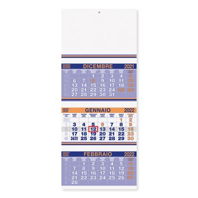 Calendario trittico 1 spirale trimestrale 12 fogli