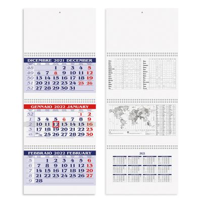 Calendario tris  trimestrale 12 fogli carta naturale testata rinforzata