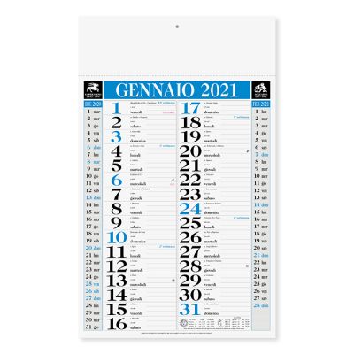 Calendario olandese medio 12 fogli carta patinata testata termosaldata