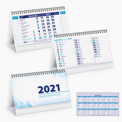 Calendario spiralato da tavolo mensile 13 fogli carta avorio