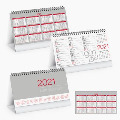 Calendario spiralato da tavolo mensile 13 fogli carta avorio