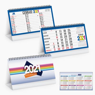 Calendario spiralato da tavolo mensile 13 fogli carta avorio